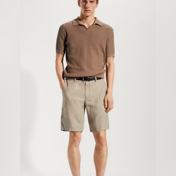 Mango 100% Linen Khaki Shorts. NWOT. Size S. 30. - Picture 1 of 6